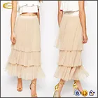 women summer stretch waist lace embroidered Maxi latest design tulle long skirt