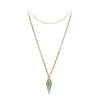 xl01970c Fashion Jewelry Two Layers Chains Light Blue Pendant Necklace