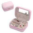 BMD PU17001-N1901 Peach pink cardboard jewelry box Customized mirror jewellery packaging ring box