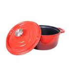 Hot Sale Red Customized Enamel Cooking Soup Cast Iron Pot Set