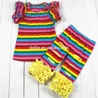 Urban style rainbow striped baby clothes bulk wholesale kids clothing set for girls