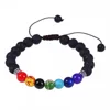 Natural Lava Rock Stones Beads Bracelets, Men Stress Relief Yoga Aromatherapy Essential Oil Diffuser Bracelets 7 Chakras