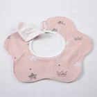 100% cotton 360 rotate washable waterproof pink crown star pattern print baby bandana vintage bibs bulk India in stock