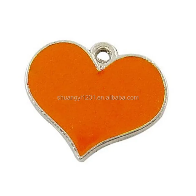 metal silver enamel pumpkin orange heart charms jewelry