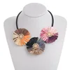Handmade Women Sun Flower Raffia Tassel Necklaces