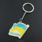Promotional Gifts Customized Ukraine Flag Shaped Keyrings Sticker Epoxy Doming Country Flag Keychain Chaveiros Personalizado