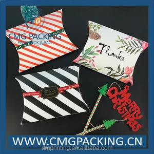 350g white card christmas gift pillow box with printing