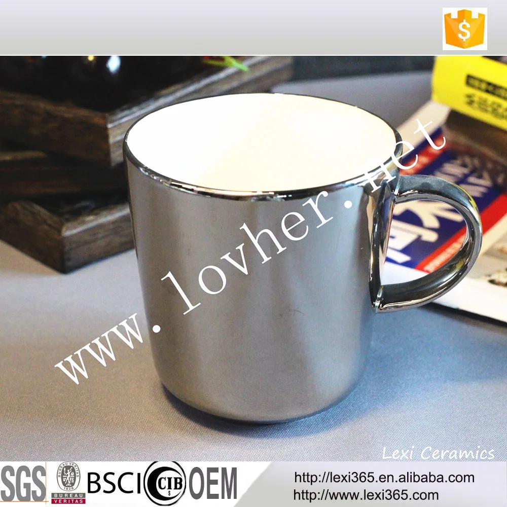 painting silver coffee mug porcelian tea cups with handle