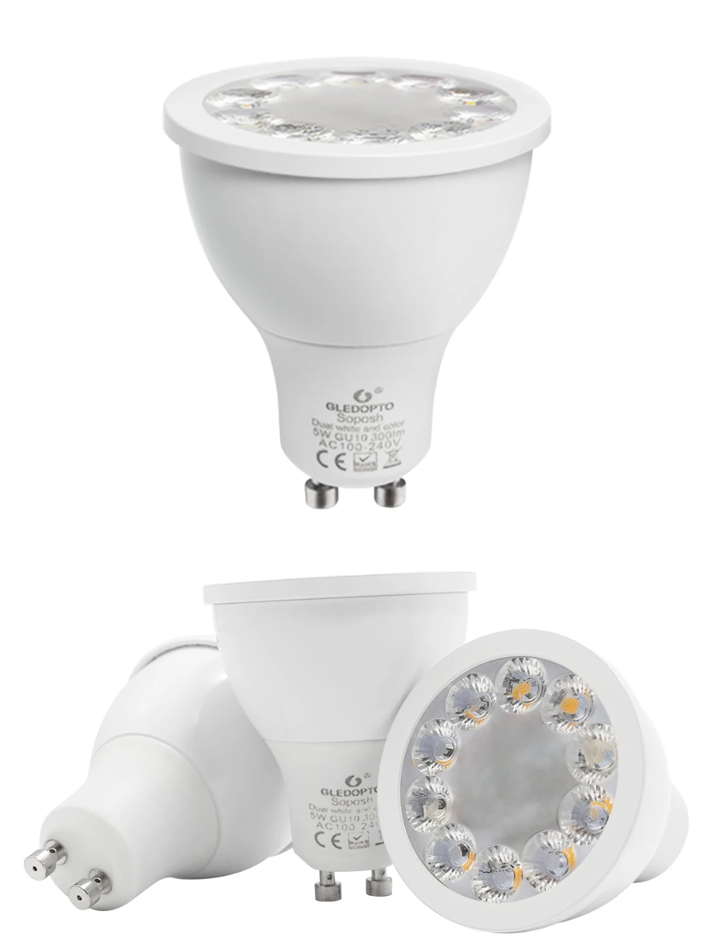 GLEDOPTO SOPOSH RGB And Dual White 5W GU10 Bulb RGBW/CW 2700-6500K LED Spotlight AC100-240V Zigbee ZLL Work With Alexa Puls LED - ANKUX.COM