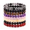Simple cheap gemstone 8mm semi precious plain round beads stretch bracelets
