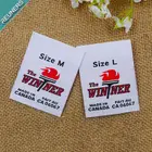 Customized private white size label clothing woven shirt labels for t-shirt backpack baseball cap