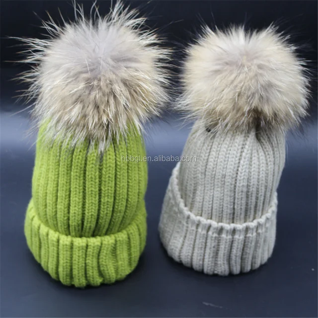 ms 2016 hot style warm beanie striped fur pom pom hat/student