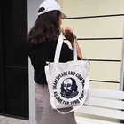 Pocket Inside Tote Shoulder Bag Dual Purpose Black Blue Custom Printing 12oz Cotton Canvas Tote Bag