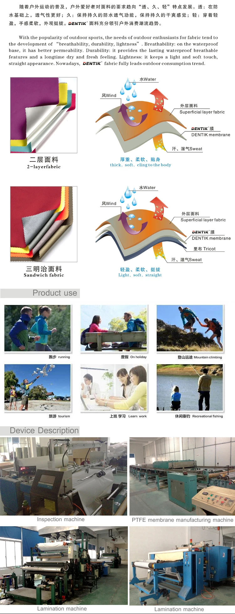 3layer Ptfe Laminated Polyester Oxford Fluorescent Fabric With