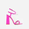 Latest Flared block heels neon hot pink sandals crossover straps Sandals For Girl ladies soft chunky heels ankle straps sandals
