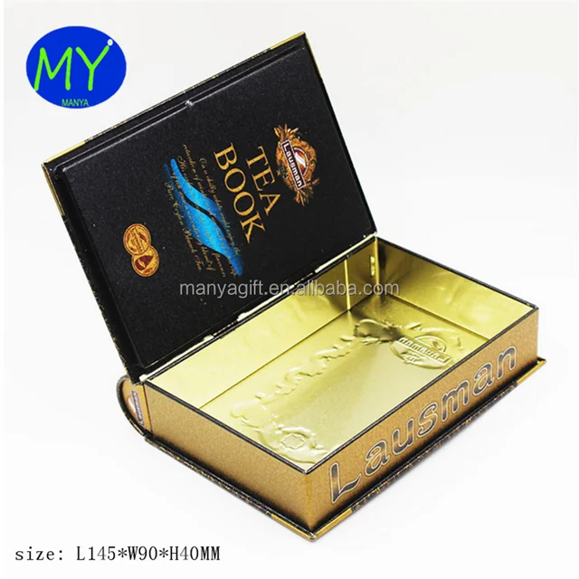 high density custom decorative book shaped gift tin box with
