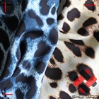 Wool peach ity satin chiffon spandex screen print soft shell leopard print fabric for fashion blouse dress