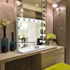 White Large Desktop Hollywood Mirror with Light Bulbs Makeup Vanity Dressing Table Large