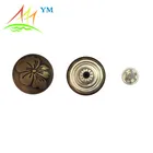 Custom flower logo brand brass denim jeans button metal