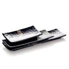 Wholesale boat shape black japanese serving plastic melamine sushi plate