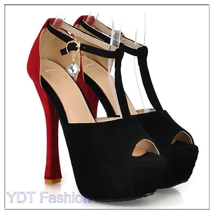 Free Shipping Sexy High Heels Peep Toe 2015 Spring Wedding Shoes Platform Women's Shoes Pumps 14CM Ankle Strap P105
