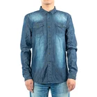 Hot Sale popular men dark blue long sleeve denim shirt
