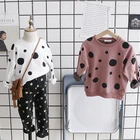 Nini world high quality autumn long sleeve sweater child/girl pullover pure cotton dot hoodie girl baby clothes