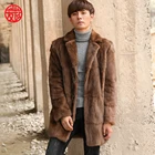 2018 new design high quality fashion mens real fur coat with turn-down collar