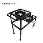 Propane Burner with Cover 100,000-BTU High Pressure Single Camp Stove Steel Braided Regulator with Adjustable Legs