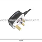UK 3 pin power plug cord/ BS 3 pin plug with cable /Britain 3 pin plug(BS 1363A approval)