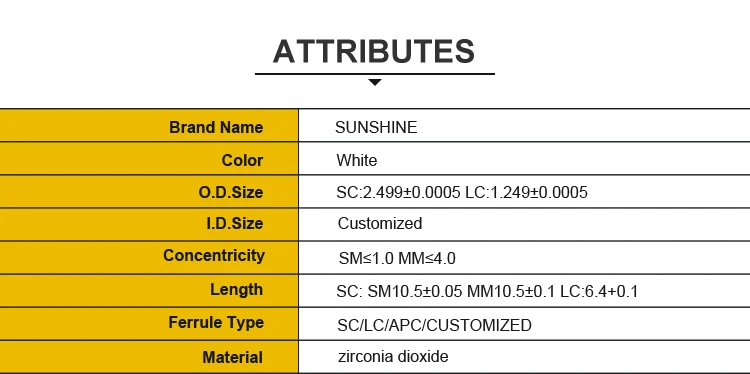 Factory supply qsfp Fiber optic zirconia ceramic ferrules 2.5 mmSC/PC/SM