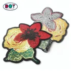Free Sample Design Custom Logo Embroidery Appliques Sequins Flowers Patches for Garment Decoration