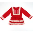 Wholesale baby girl christmas dress red long sleeve tops for girls
