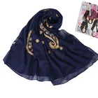 Wholesale China Fashion Women Crinkle Muslims Hijab Cotton Embroidery Scarf