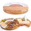 Dia 30 x H3.8cm NEW Round Acacia Wood Cheese Board Set with 2 cheese marks and 2 chalks and 3 Black Ceramic bowls