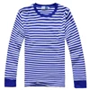 China product stripe t-shirt men woman retro clothing blue and white stripe long sleeve t shirt