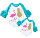kids flamingos icing ruffle shirt print boutique girl clothing raglan shirt mommy and me baby shirts