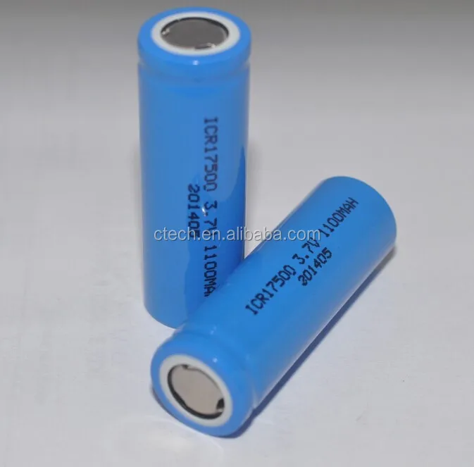 3.7v 17500 1100mAH li-ion battery recargeable ICR17500