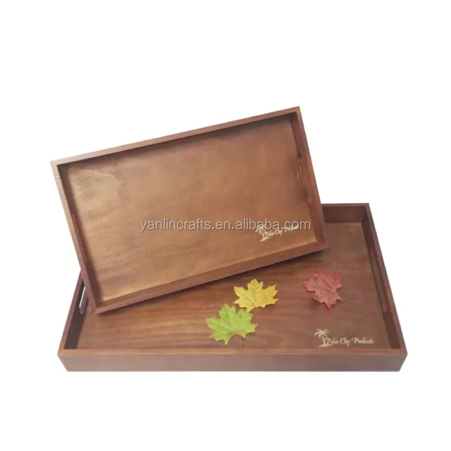 handmade natural wood rectangular shape wood fruit candy serving