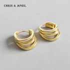 Engagement Hoop Earrings 18k Hoop Earring 18k Simple Three-ring Circle Hoop Women Earrings