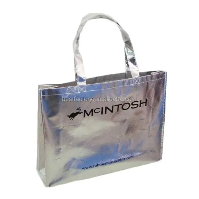 four color printing nonwoven bag with silk ribbon, eco friendly
