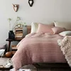 premium cotton red and white stripe bed linen knitted jersey quilt cover