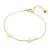 Minimalist Bracelet 18K Gold Heart Letter Charm Thin Chain Bracelet For Wrist