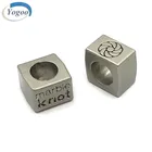 Fancy Small Matt Silver Logo Engraved Bead Custom Logo Metal Beads for Jewelry Making