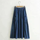D&S factory dropshipping ruffle pleated maxi skirt elastic high waist girls skirt with pockets