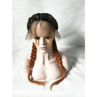 Cheap glueless lace front wigs with baby hair african braided ombre synthetic lace wig for black women