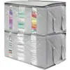 Fabric Storage Box Foldable Organizers Large Clear Window & Carry Handles Great Non Woven Storage Box for Clothes, Blankets
