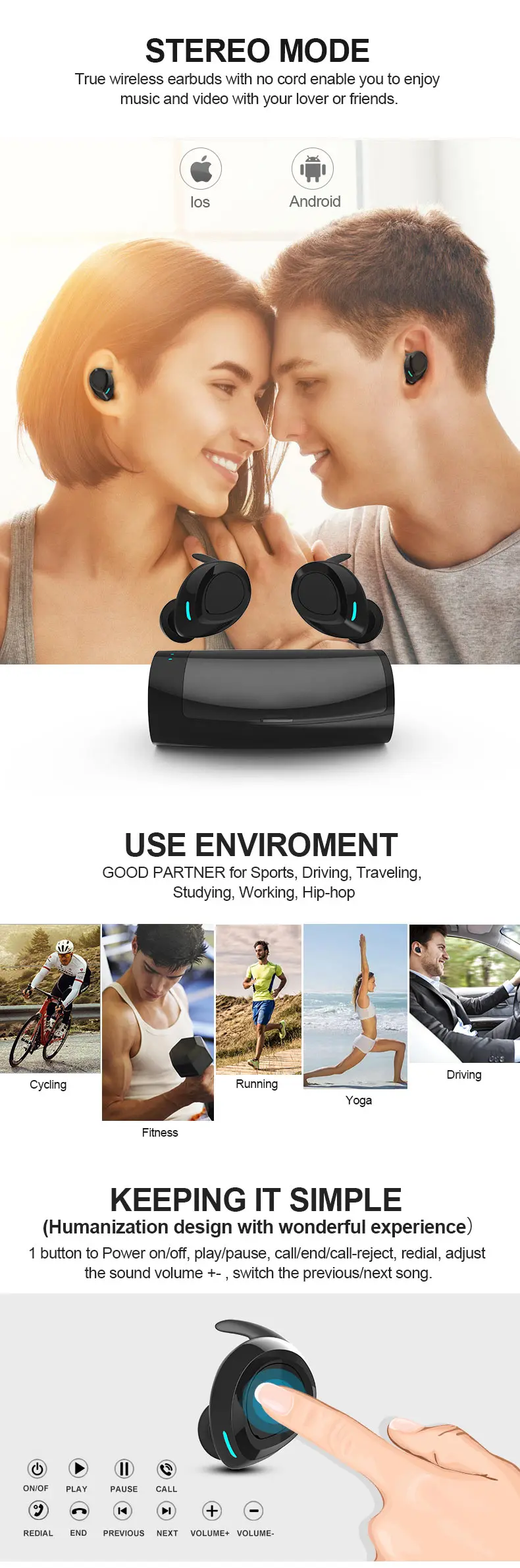 Factory OEM Cheap Waterproof Bluetooth Headset Headphone, Wireless Waterproof Bluetooth Single Earbuds with charging case - ANKUX.COM