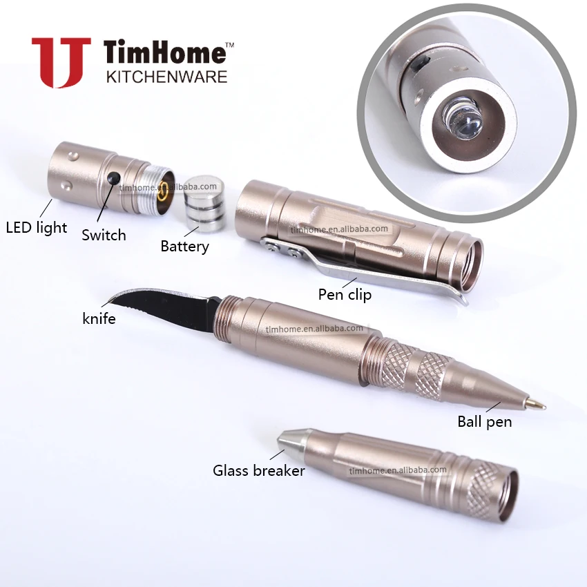 Multifunctional Pen Tactical Pen With Led Light And Knife Defense Pen