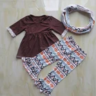 New Design Outfits Boutique Fall Wholesale Kid Pure Cotton Top And Printed Trousers Clothing Little Girl Clothing